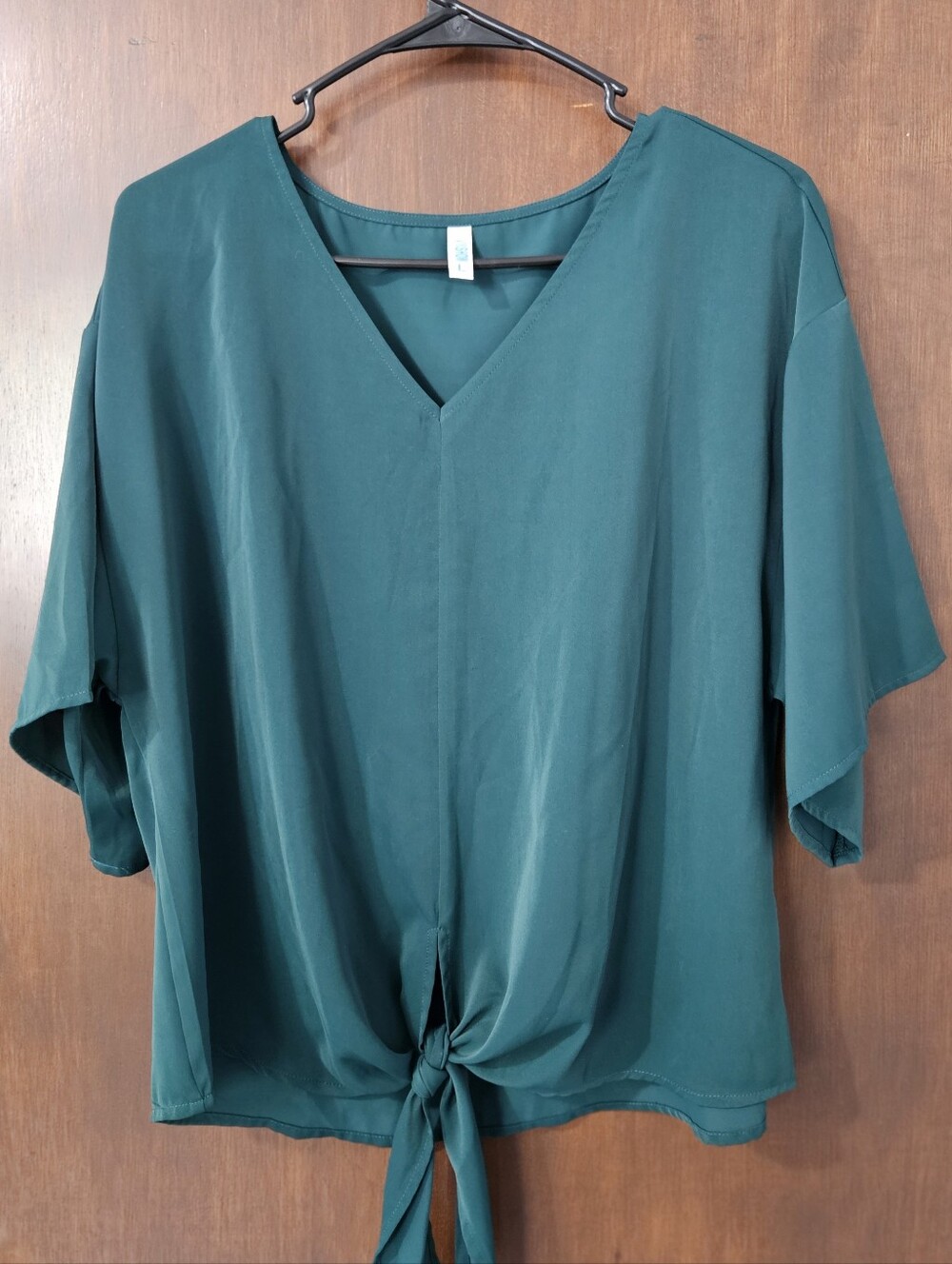 Women's Teal V-Neck Tie-Front Top Size Large